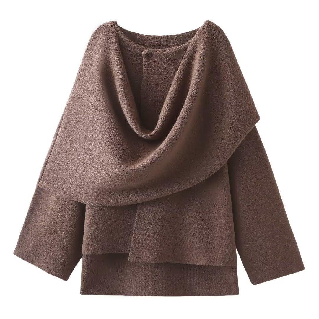 A Women's Loose Casual Cape Knitted Sweater Coat free delivery