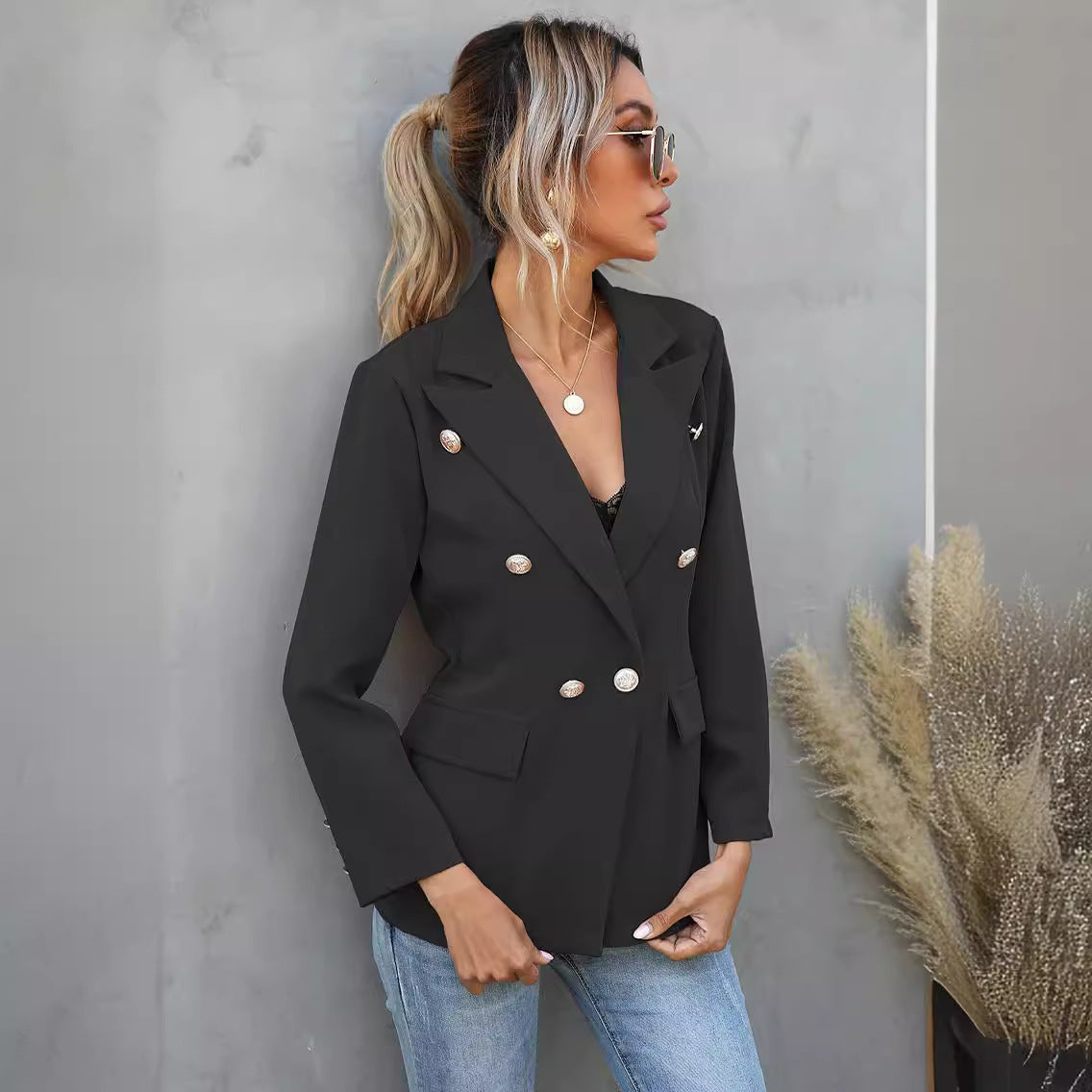 A Lapel Button Small Suit Long Sleeve Jacket free delivery