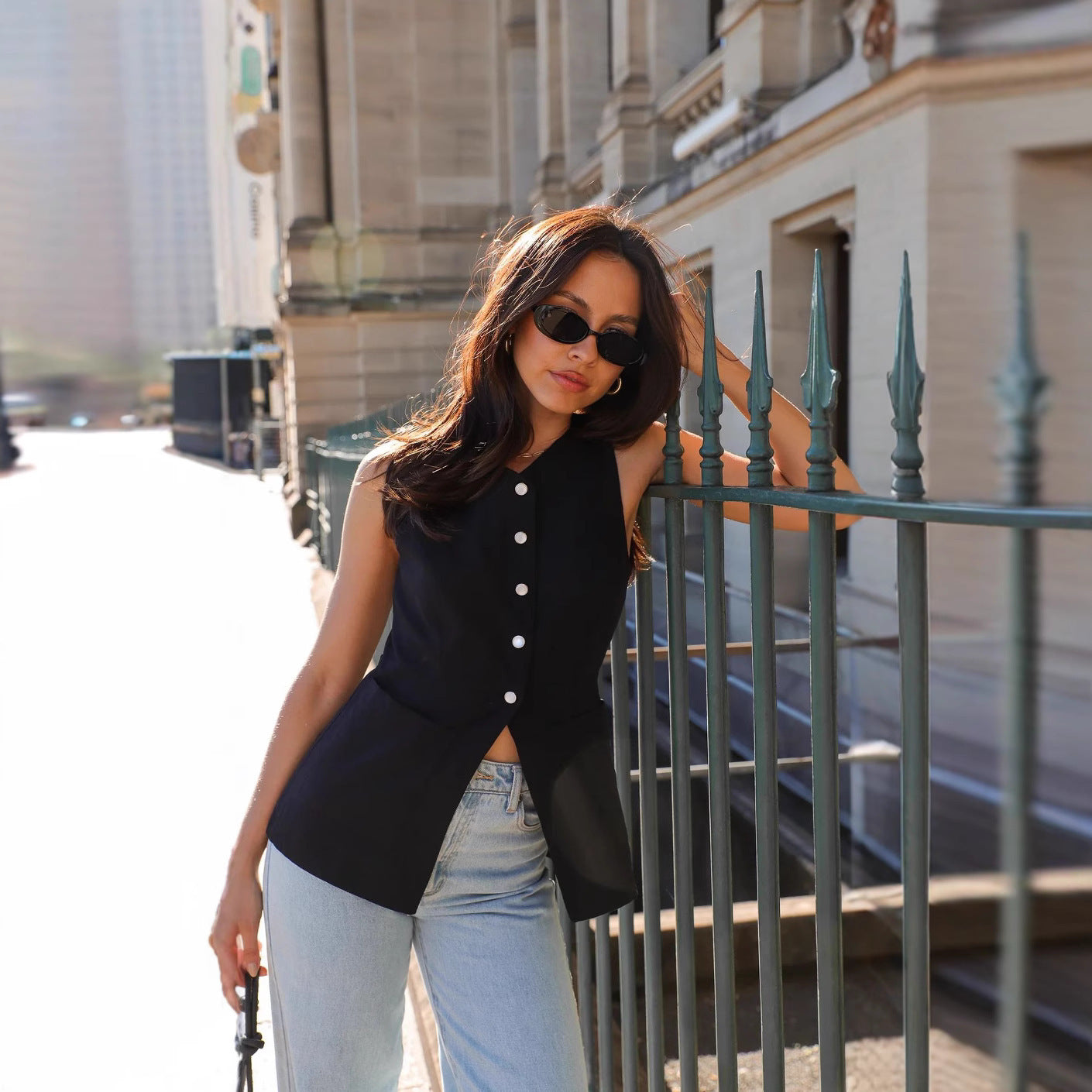A Solid Color And V-neck Sleeveless Vest Design Vest free delivery