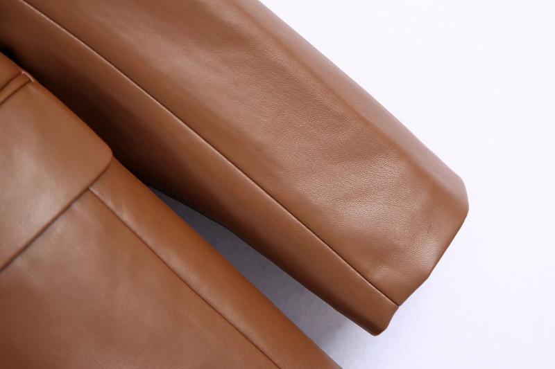 A Women's Simple French Faux Leather Blazer free delivery
