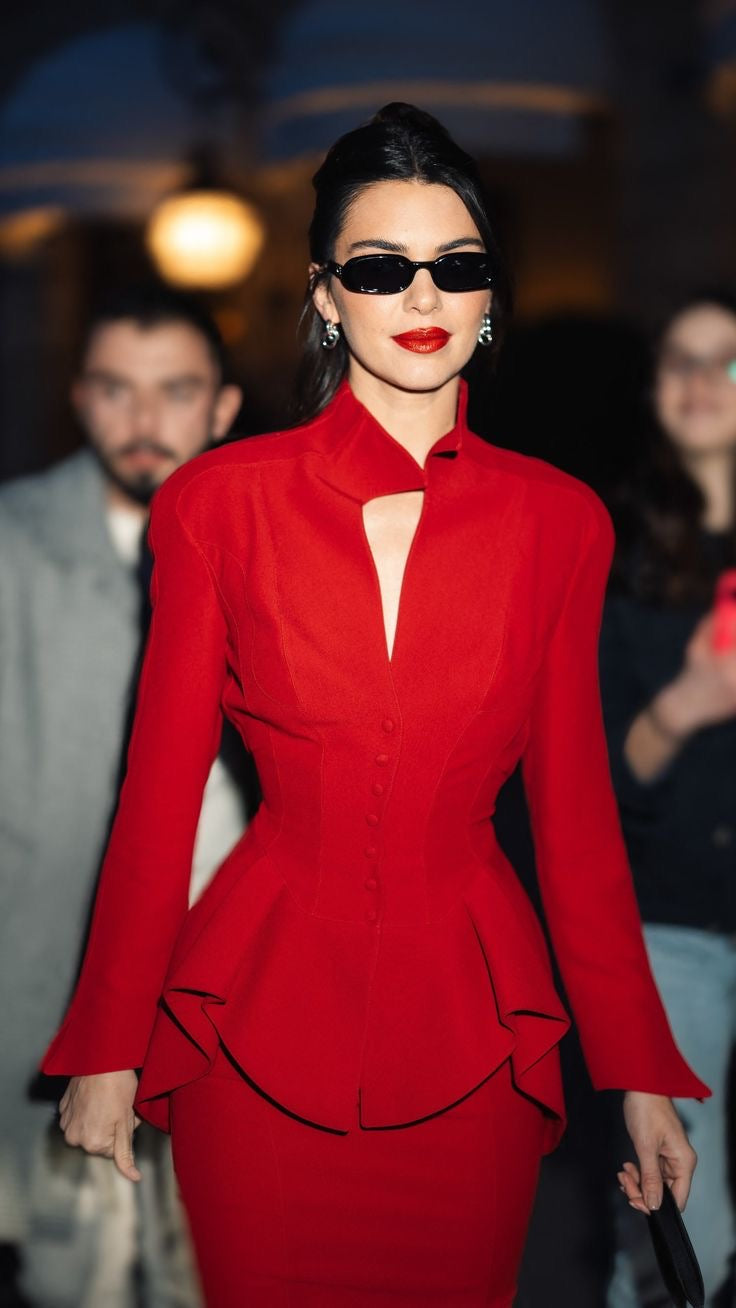 A Kendall Jenner Autumn Fashion Style Elegant Slim Stand Collar Cardigan Suit free delivery