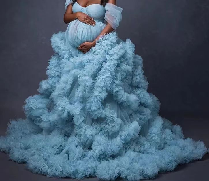 A Off-shoulder Morning Gowns Multi-color Maternity Photo Clothing free delivery