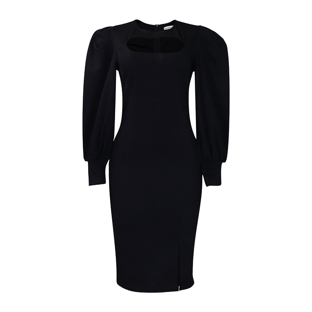 Long Sleeve Split Solid Color African Dress free delivery