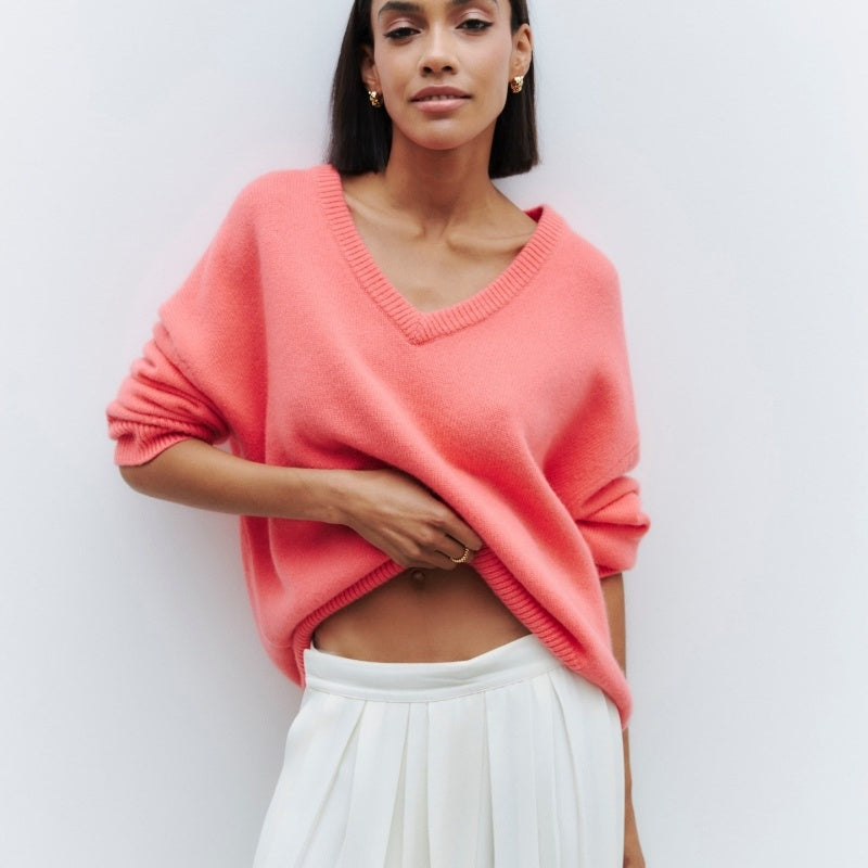 A Internet Hot Sweater V-neck Loose Long Sleeve free delivery