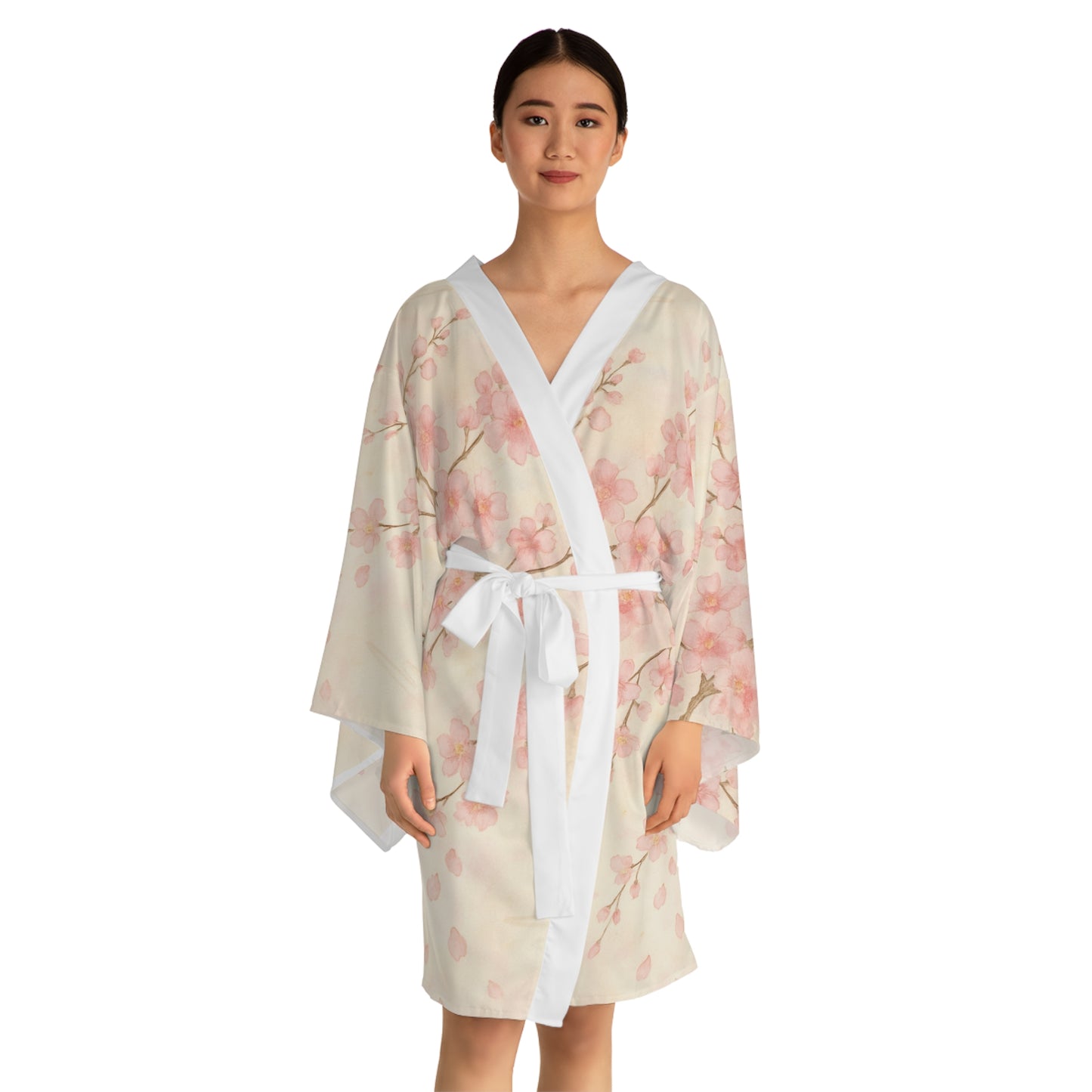 Japanese Sakura Long Sleeve Kimono Robe (AOP)