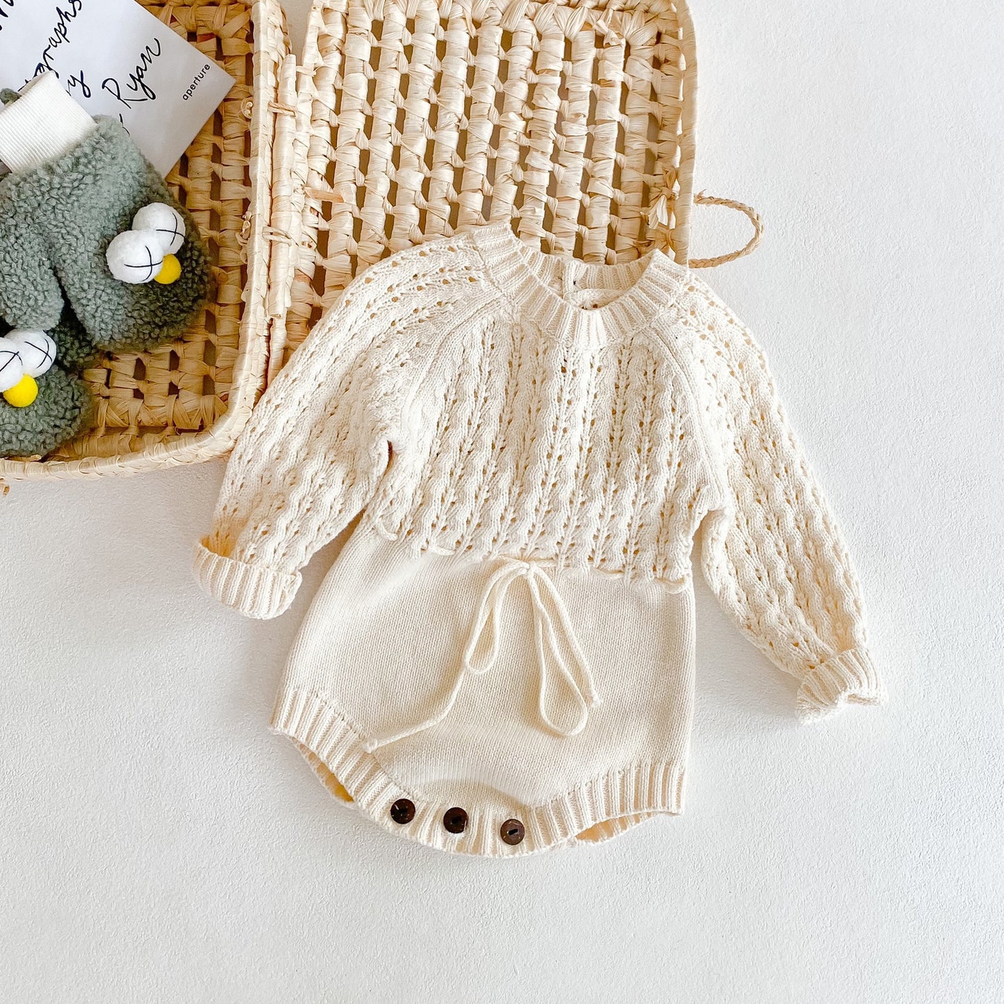 Girl Baby Knitted Hollow Waist Girdle Long Sleeves Harpy Dress Triangle free delivery