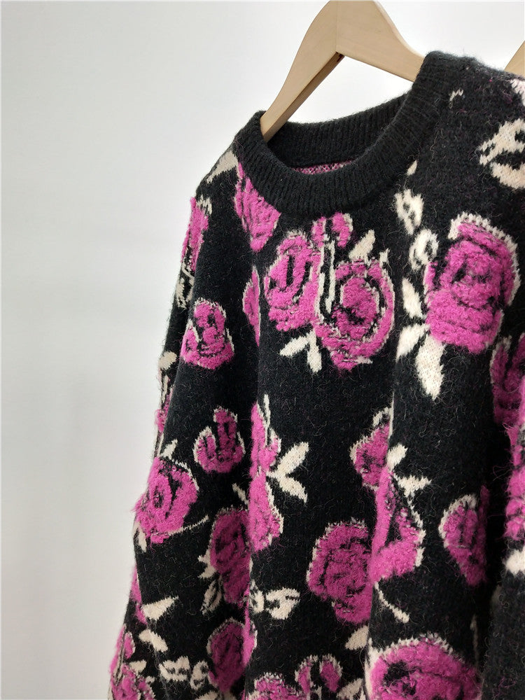 Nomikuma Vintage Flower Sweater Women Autumn New Knitted Tops O Neck Long Sleeve Retro Loose Pullover Jumpers Sueter Mujer free delivery