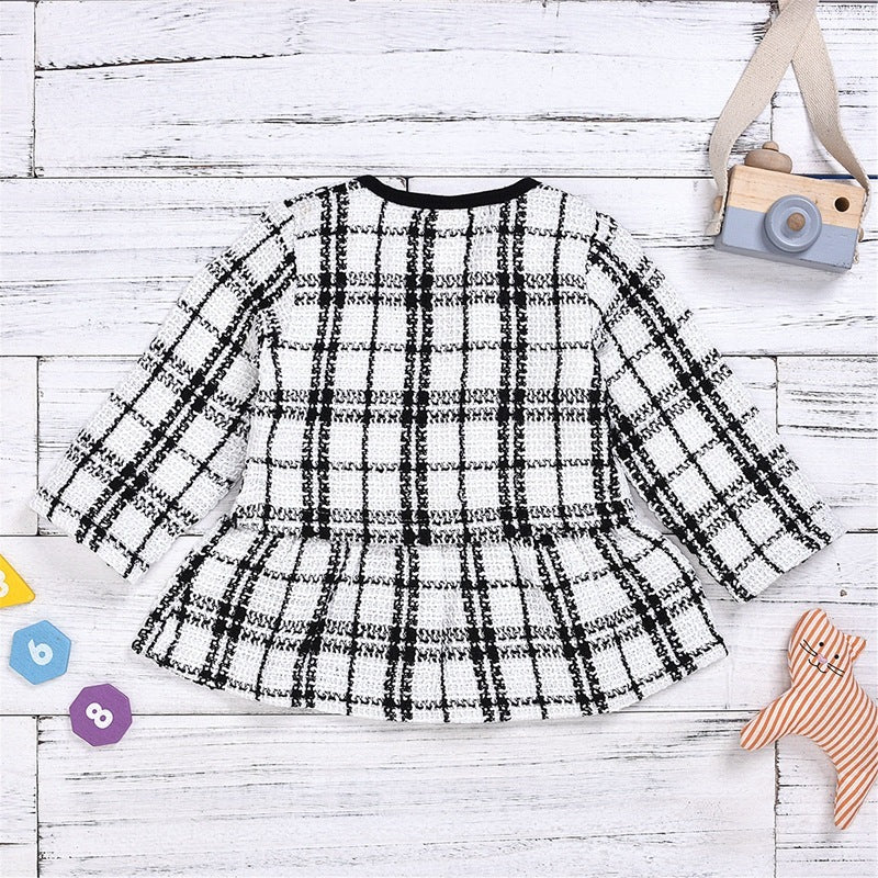 Long-sleeved Dresses Two-piece Children's Baby Small Incense Wind Suit free delivery