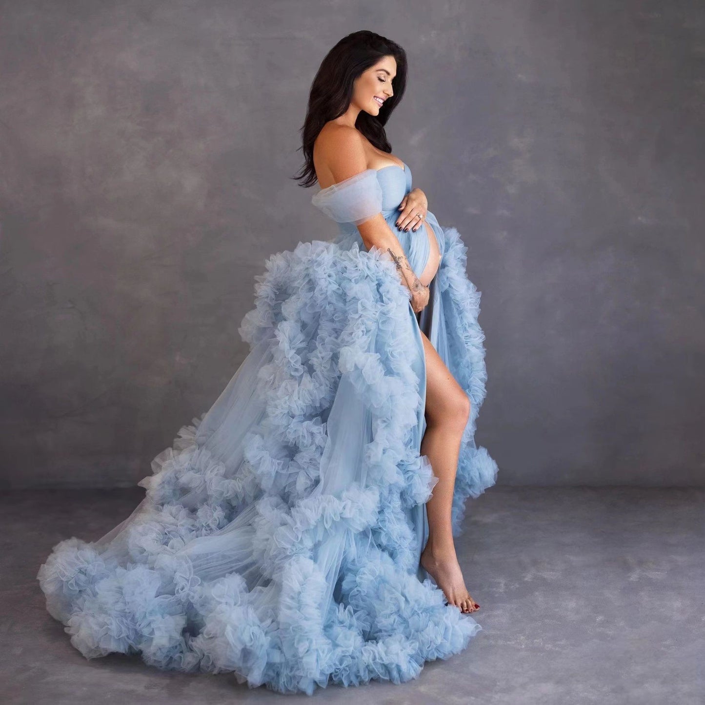 A Off-shoulder Morning Gowns Multi-color Maternity Photo Clothing free delivery