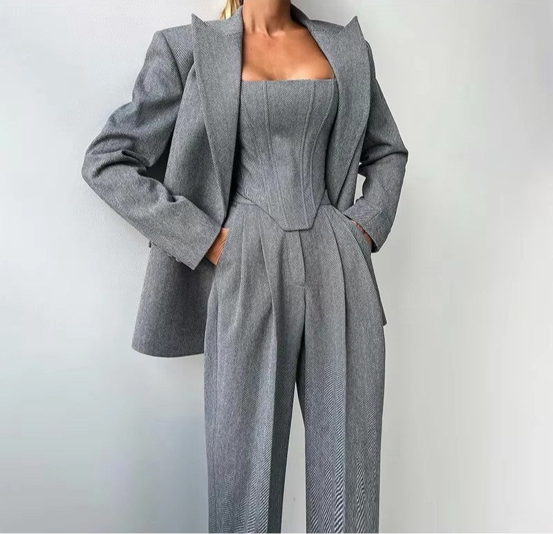A Business Women's Suit Set - Elegant Blazer + Skirt + Pants Three-Piece | Free Delivery