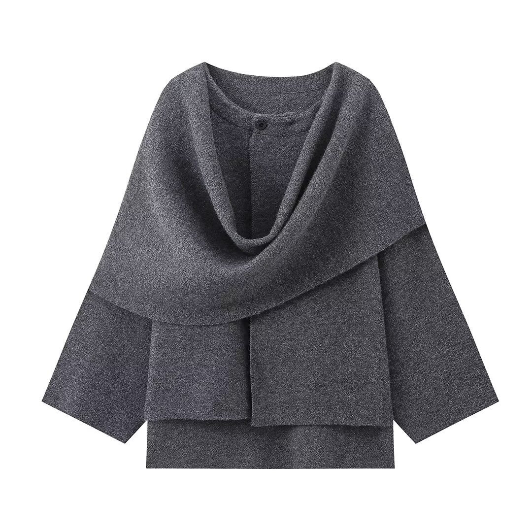 A Women's Loose Casual Cape Knitted Sweater Coat free delivery