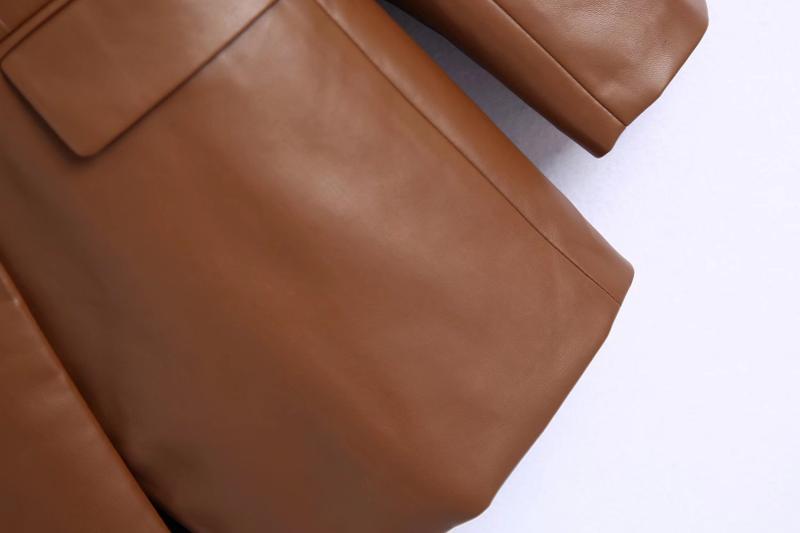 A Women's Simple French Faux Leather Blazer free delivery