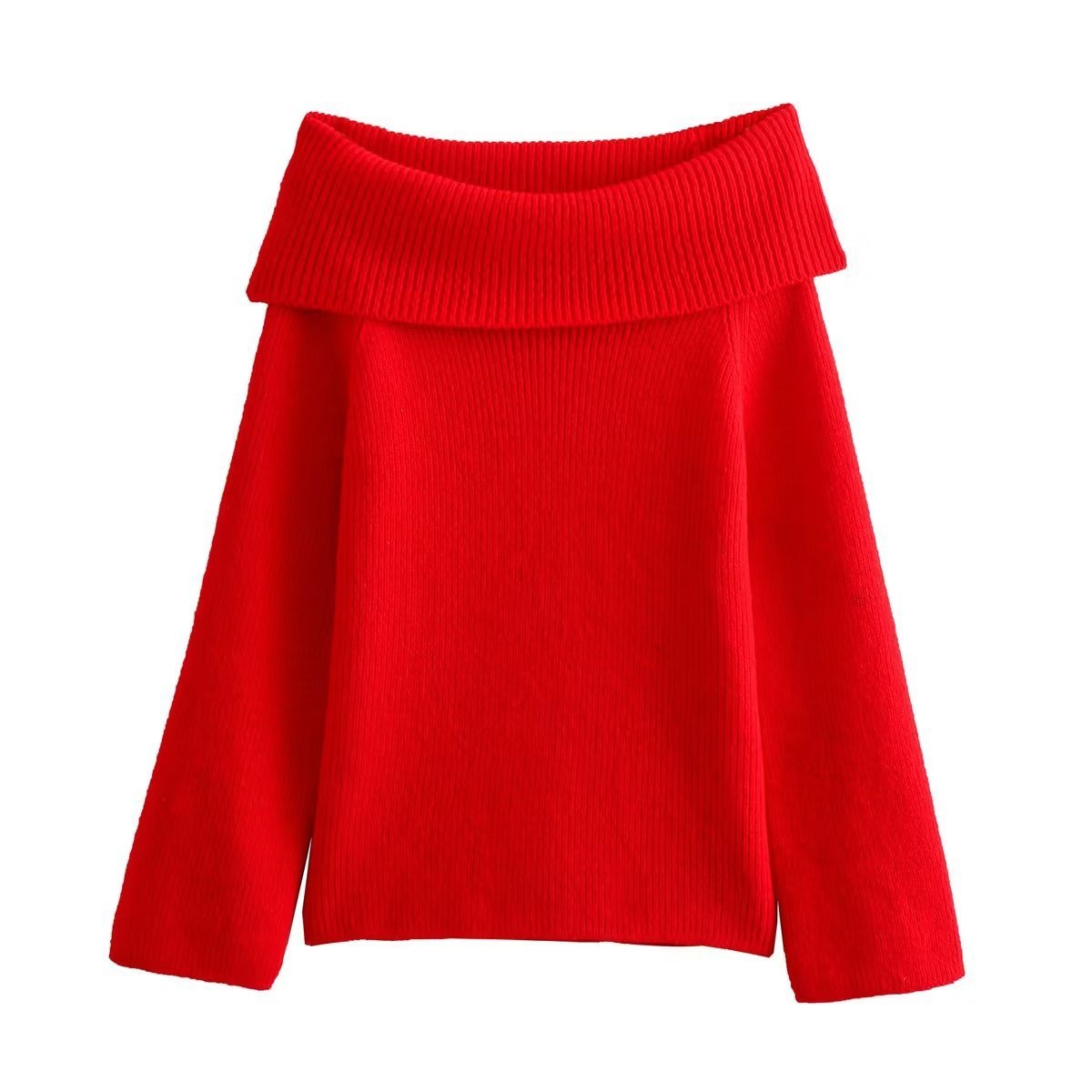 A Women's Simple Graceful Off-shoulder Long Sleeve Sweater Top free delivery