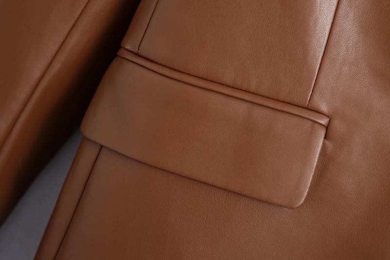A Women's Simple French Faux Leather Blazer free delivery