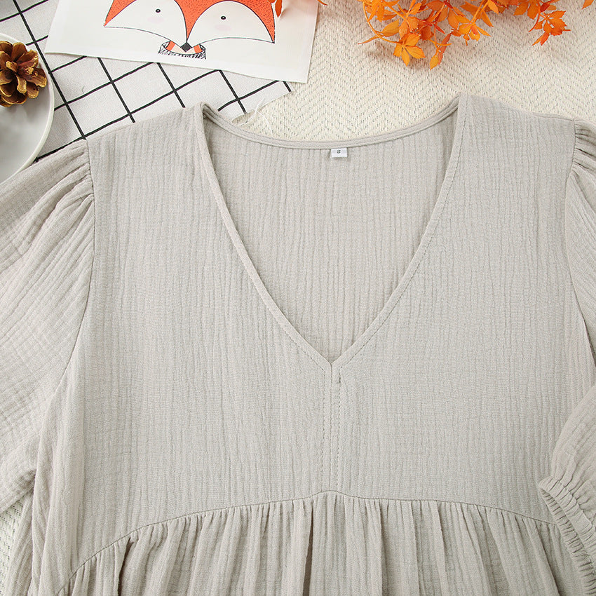A Women's Loose Blue Pure Cottom Long Nightdress free delivery