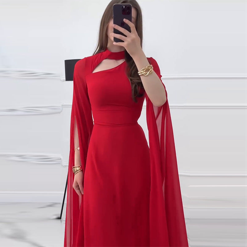 A Women's Clothing Sexy Slimming Slim-fit Graceful Long Sleeve Dress free delivery