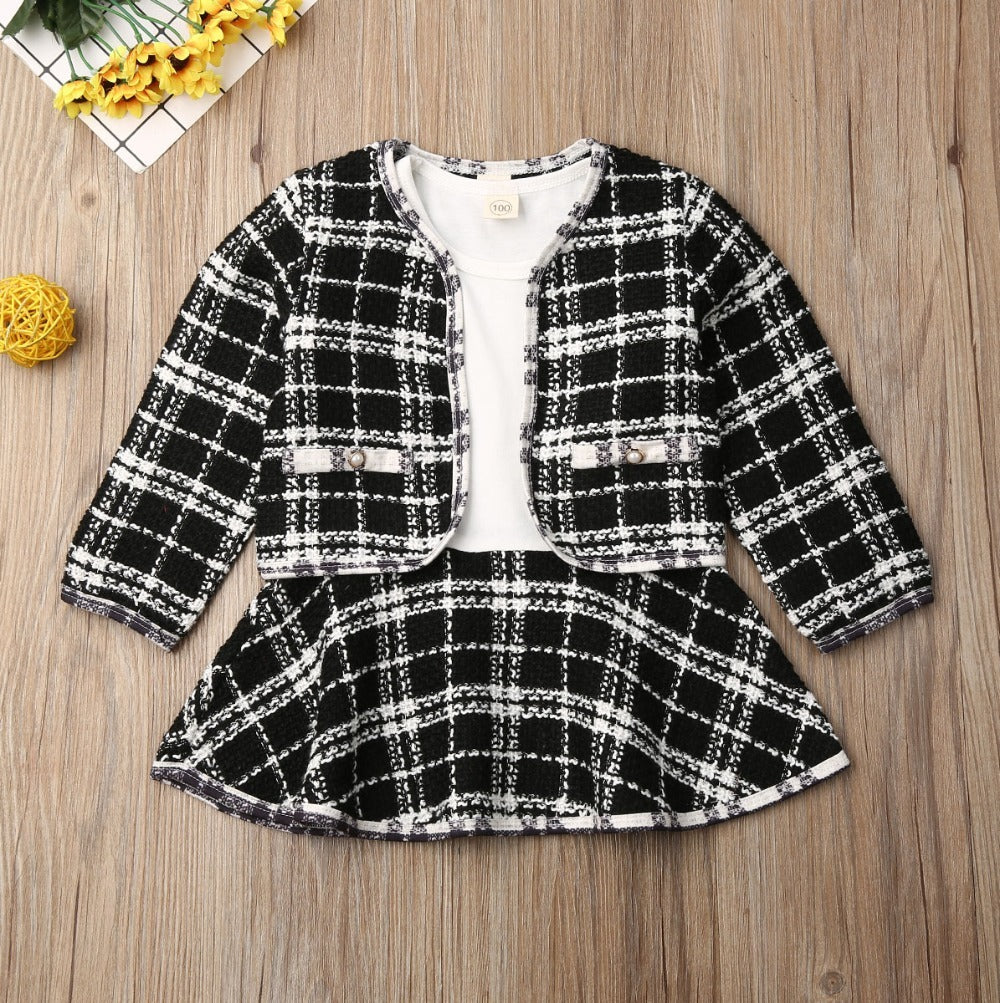 Long-sleeved Dresses Two-piece Children's Baby Small Incense Wind Suit free delivery