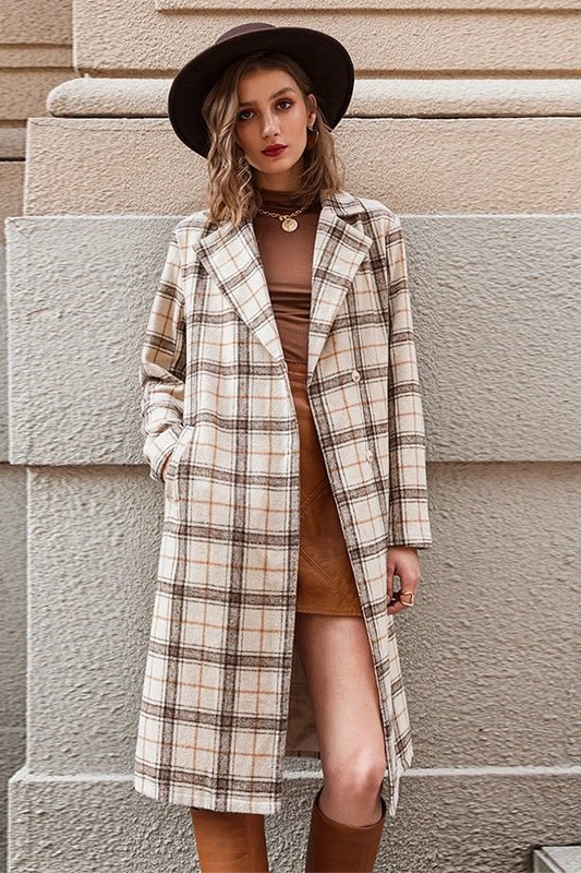 A Ladies Tie-up Checked Atmospheric Woolen Jacket free delivery