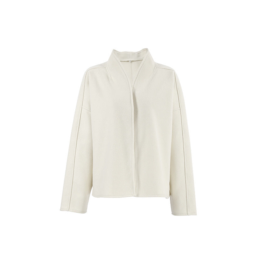 A Women's Fashion Spliced Warm Woolen Coat free delivery