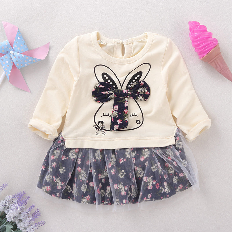 Autumn children female children 0-1-3-5 years old baby girl skirt dress long sleeved women age children skirt free delivery