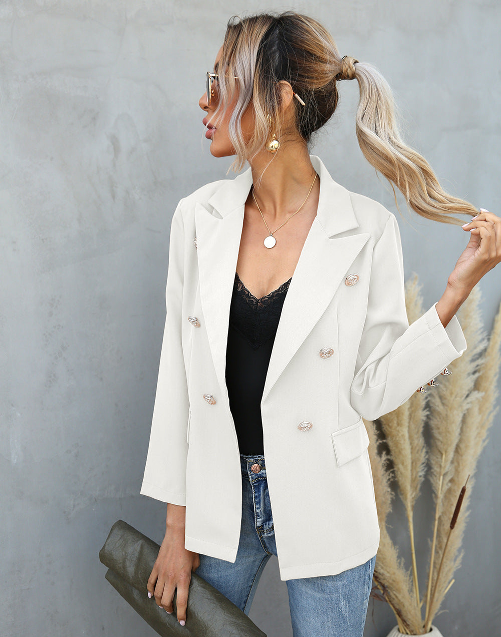 A Lapel Button Small Suit Long Sleeve Jacket free delivery