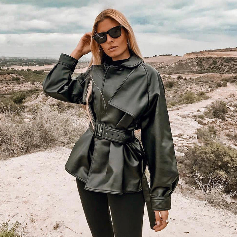 A Leather coat locomotive windbreaker free delivery