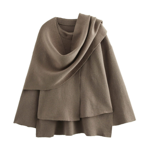 A Women's Loose Casual Cape Knitted Sweater Coat free delivery