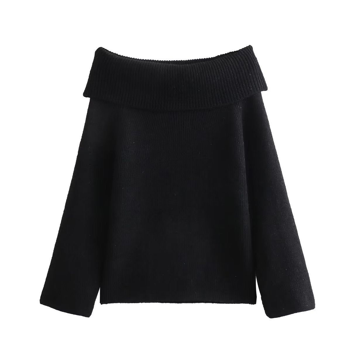 A Women's Simple Graceful Off-shoulder Long Sleeve Sweater Top free delivery
