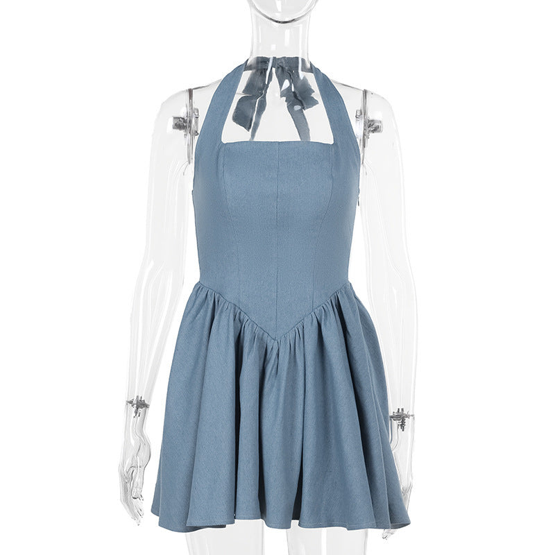 A Sling Waist Denim Dress Backless Women free delivery