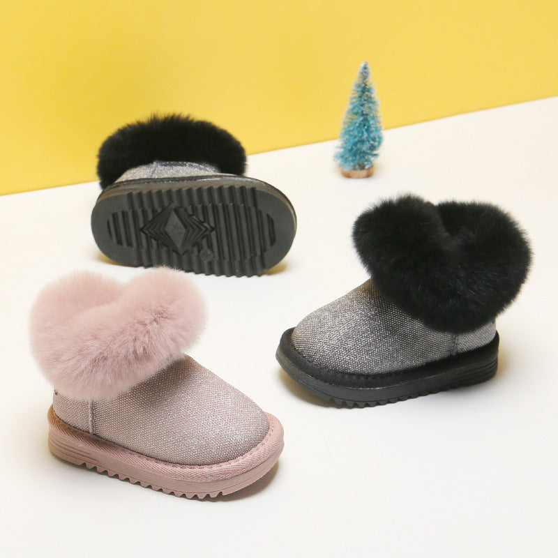 Female Baby Boots 1 To 3 Years Old Boys Cotton Shoes Children Girls Winter Soft-soled Children's Toddler Shoes free delivery