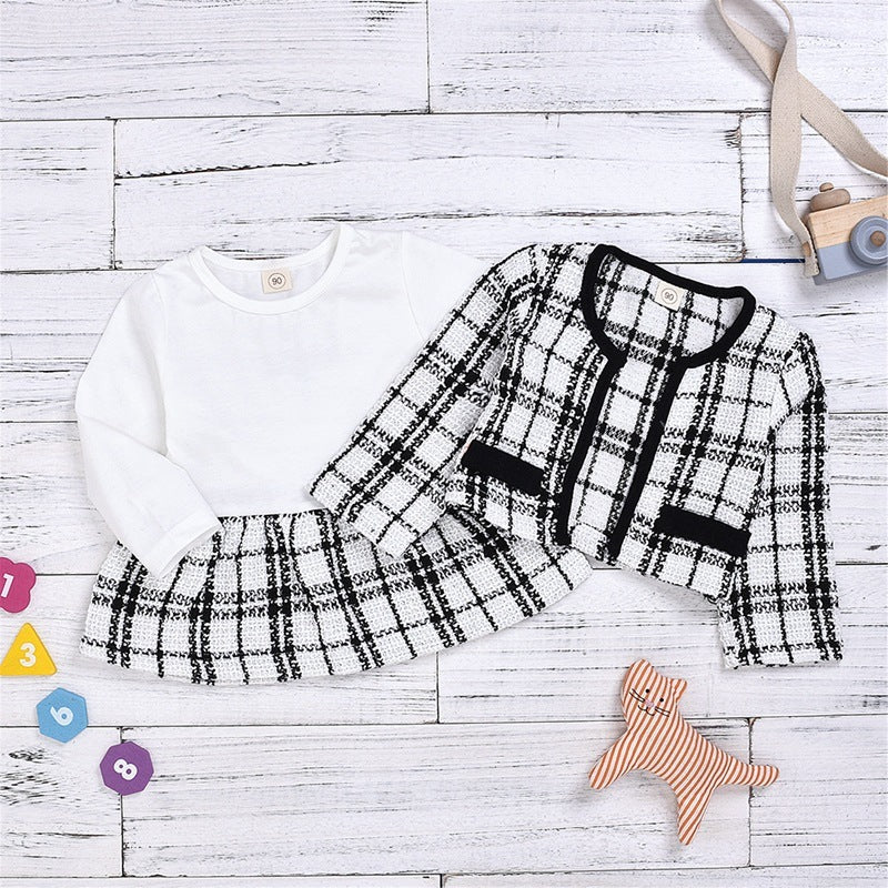 Long-sleeved Dresses Two-piece Children's Baby Small Incense Wind Suit free delivery