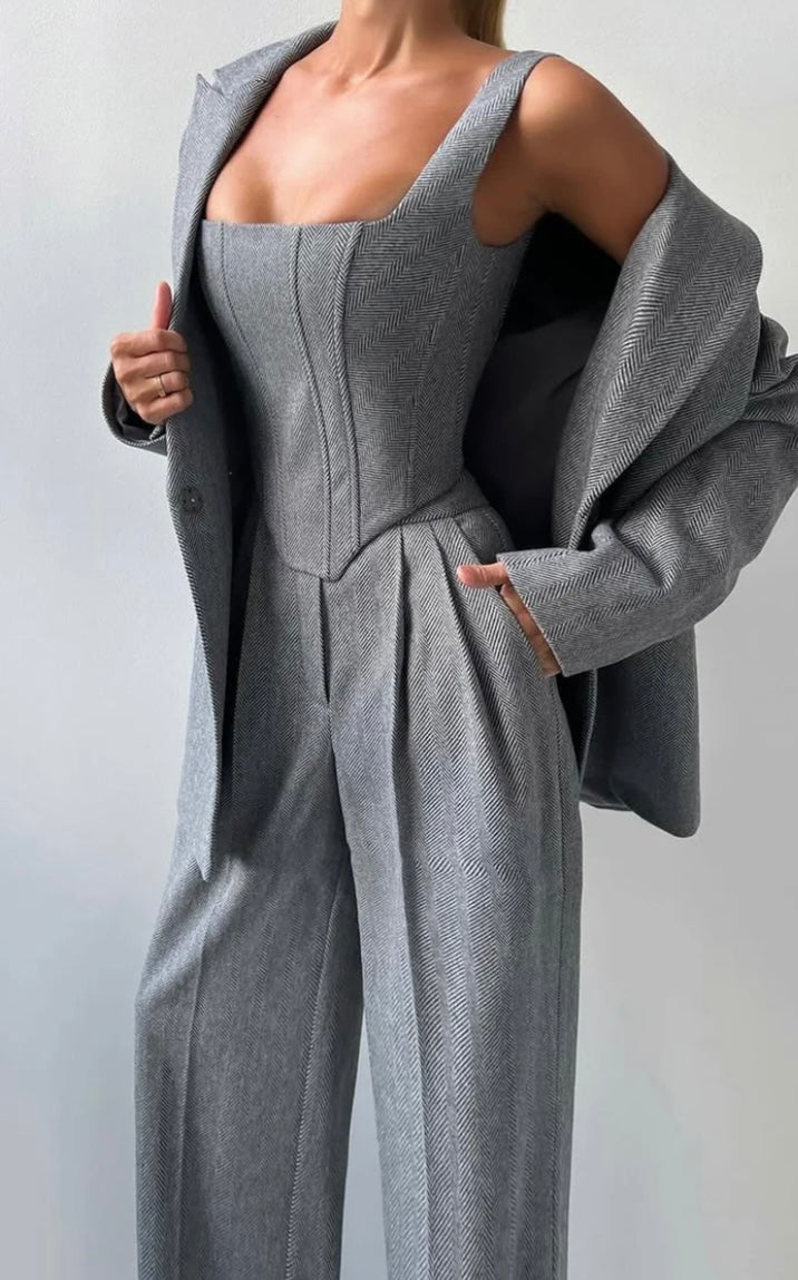 A Business Women's Suit Set - Elegant Blazer + Skirt + Pants Three-Piece | Free Delivery