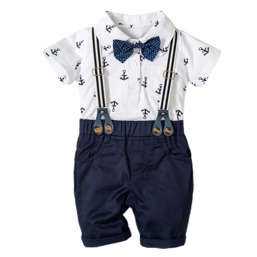 Baby Boy Gentleman Clothes Printed Triangle Romper free delivery