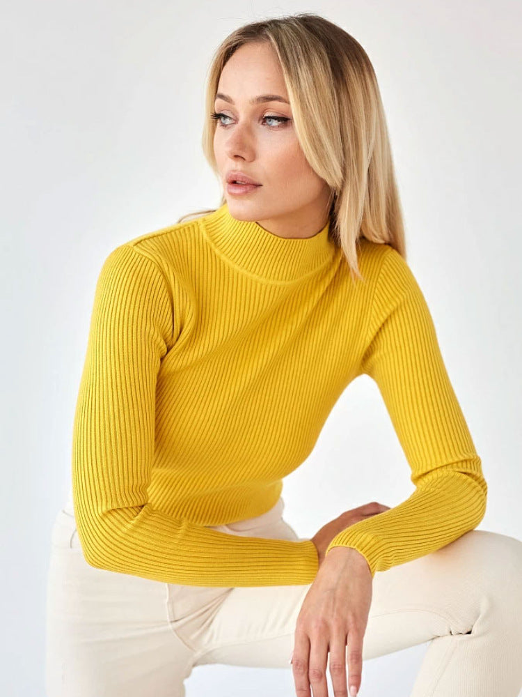 A Women's Fashion Simple Pure Color Half Collar Sweater free delivery