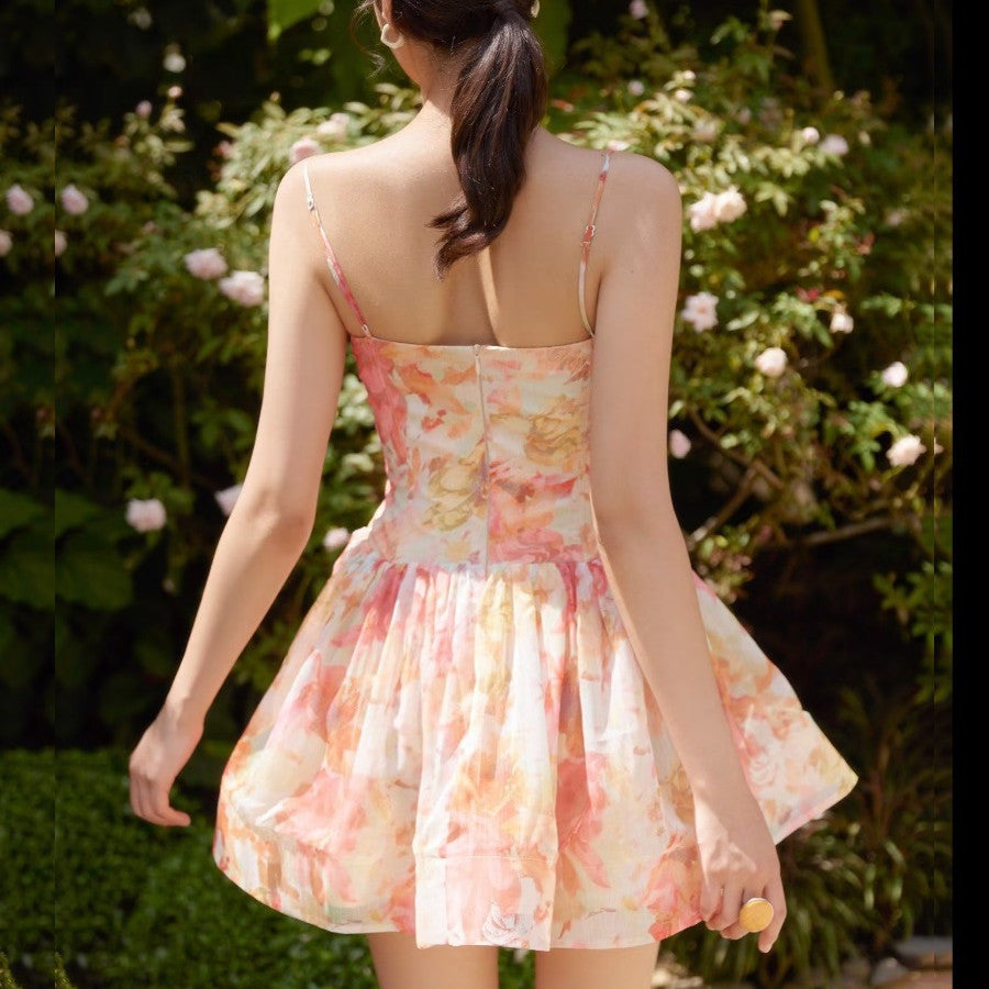 A Women's Fashion Corset Style Camisole Print Dress free delivery