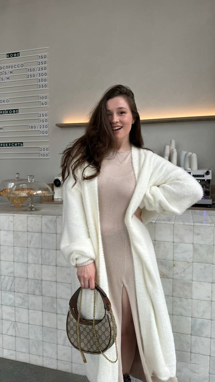 A Sweater Suit Women's Loose Lengthened Cardigan Split Dress free delivery
