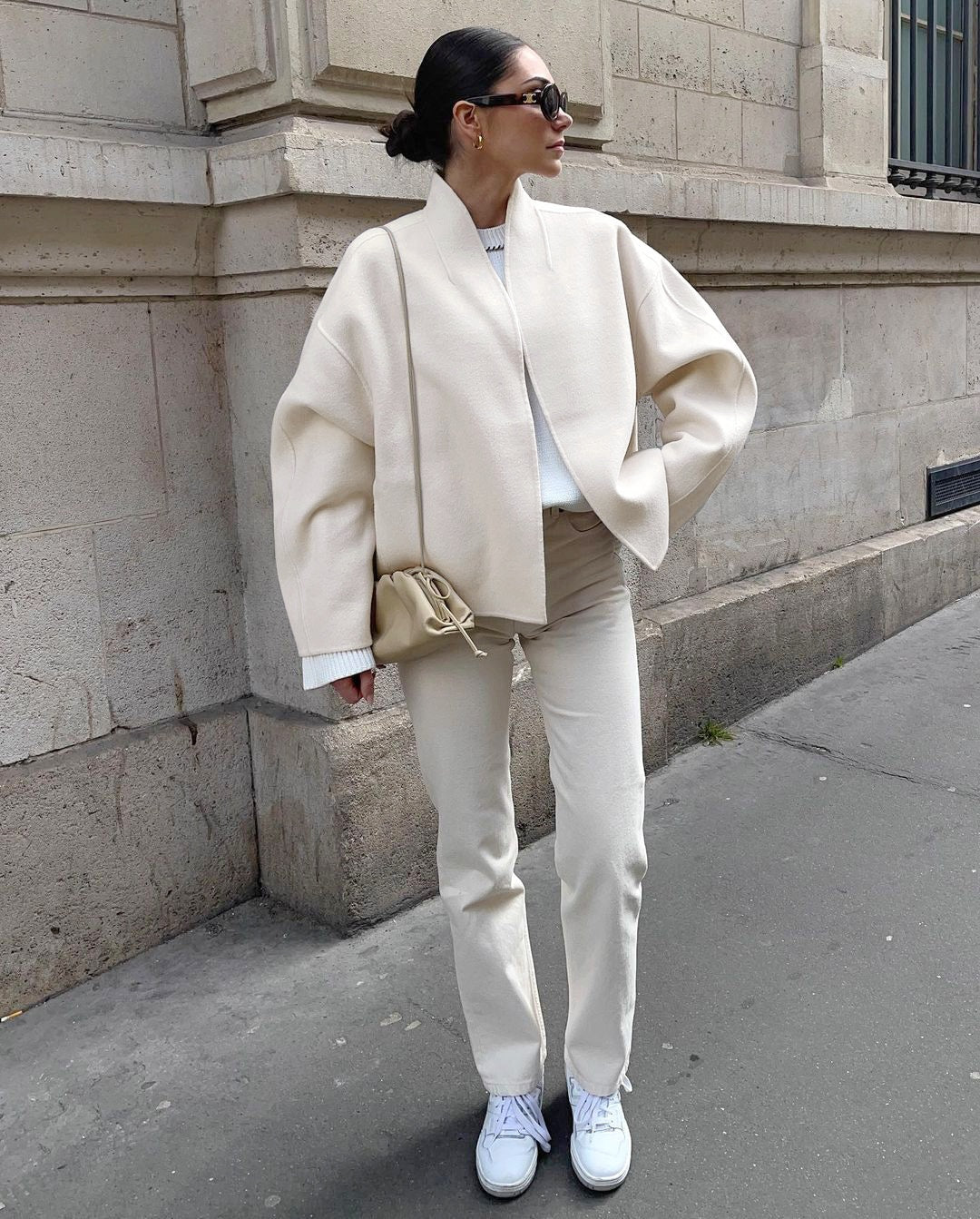 A Women's Fashion Spliced Warm Woolen Coat free delivery