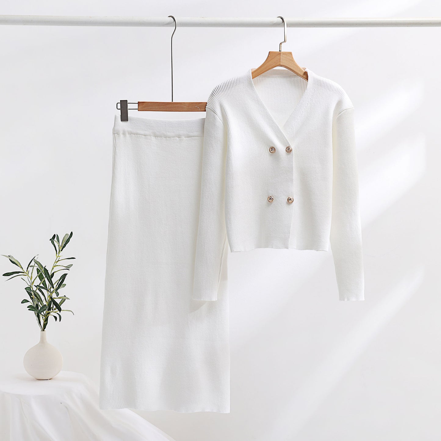A Knitted Long Sleeve Sweater Women's Skirt free delivery