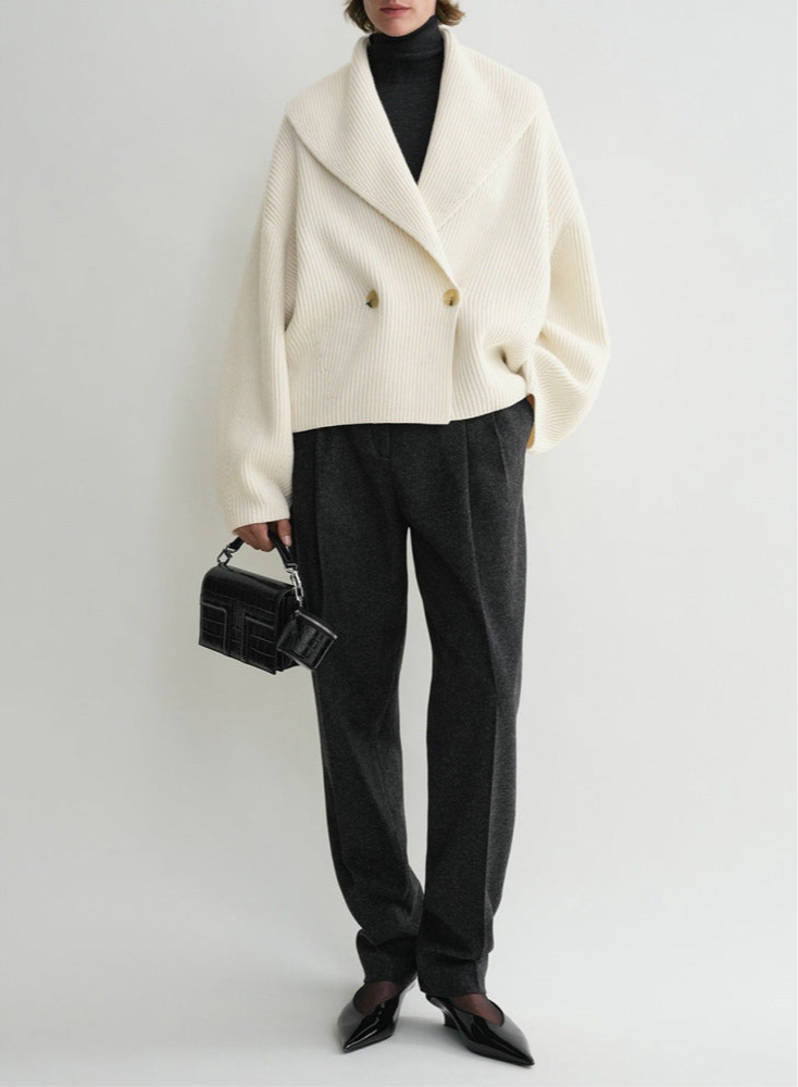 A Women's Simple Loose Cardigan With Curved Collar free delivery