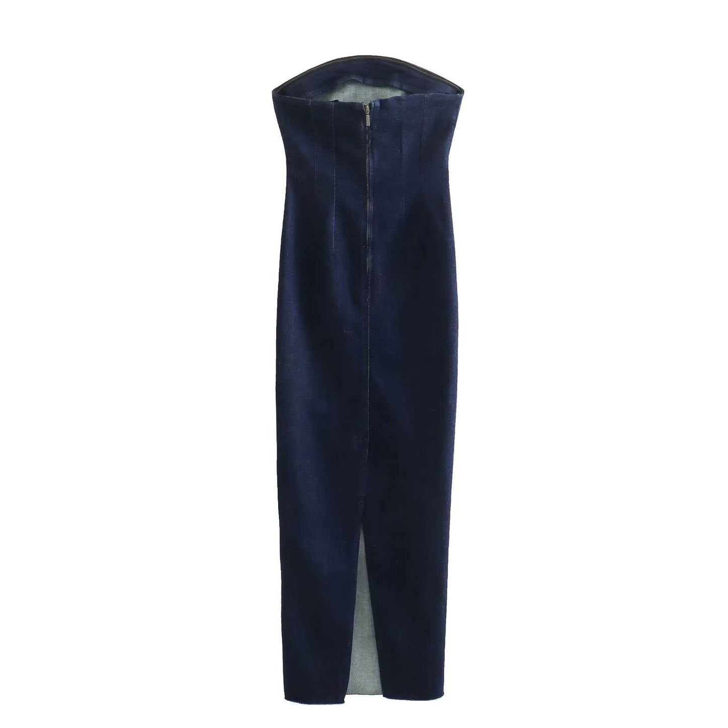 Back Zip Denim Wrap Dress free delivery