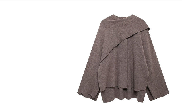 A Women's Loose Casual Cape Knitted Sweater Coat free delivery