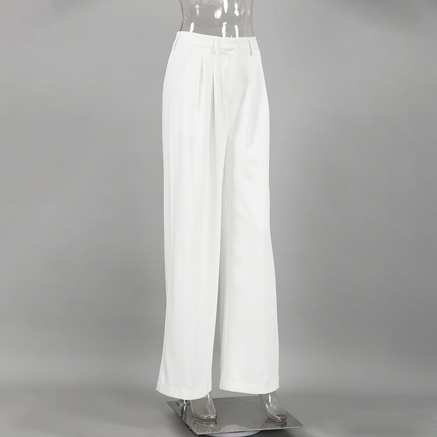 White High-waist Trousers Fashion Loose Casual Pants free delivery