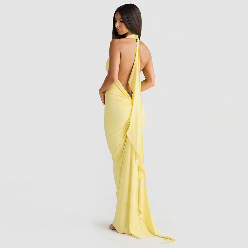 A Women's Bare Back Slim-fit Halter Dress free delivery