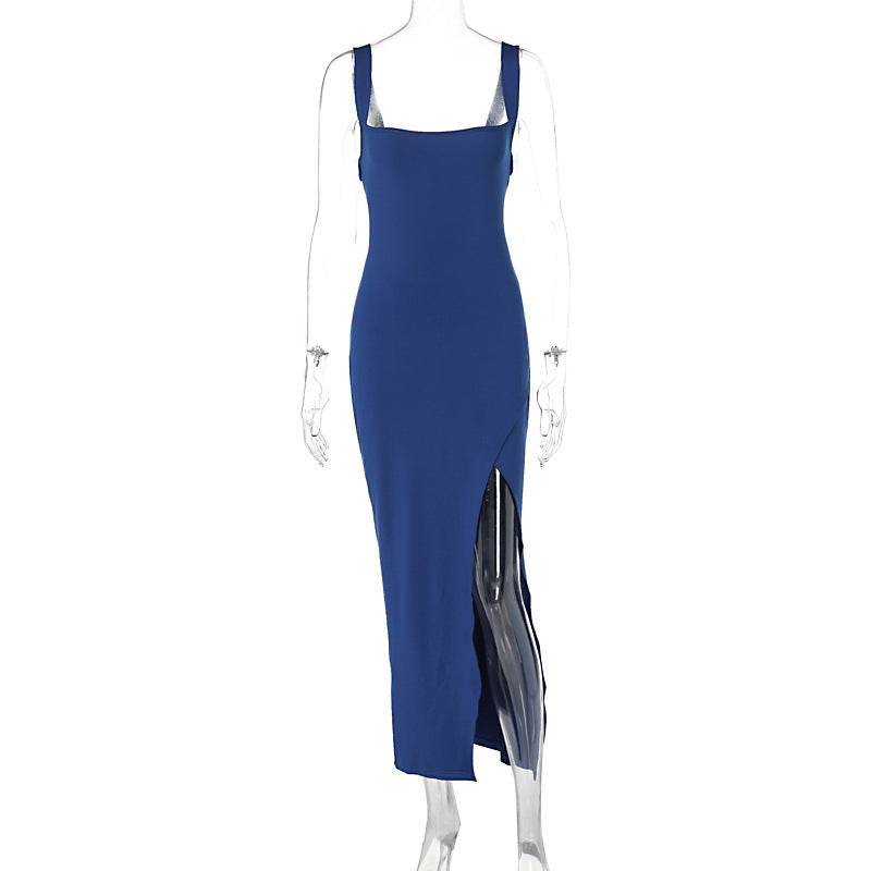 A Split Backless Suspender Sheath Women's Clothing Dress free delivery