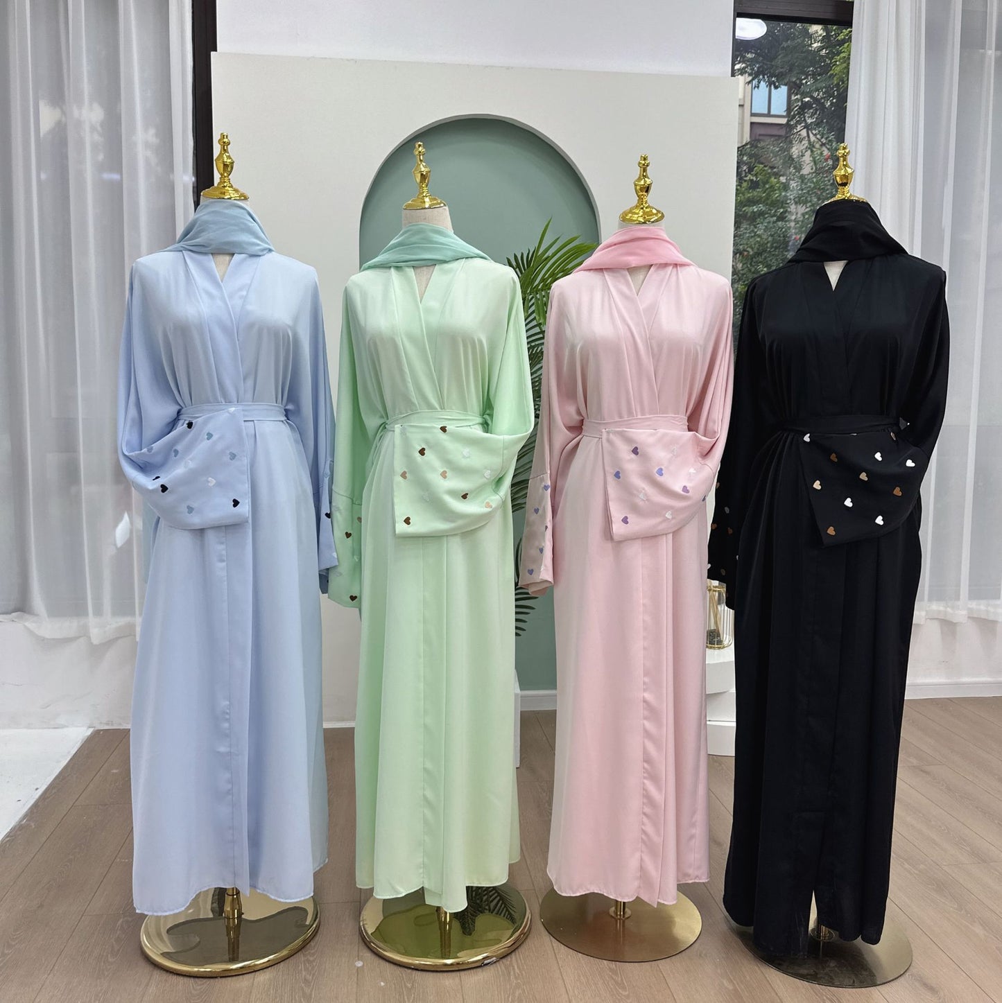 A Dubai Love Embroidered Elegant Cardigan Robe - Luxury Women's Fashion with Free Delivery