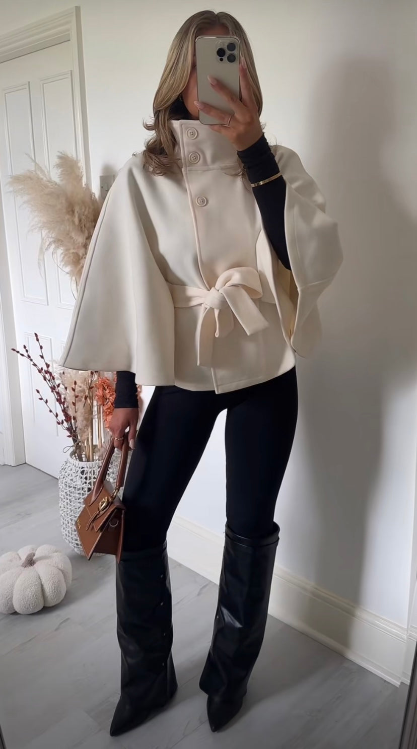 A Winter High Neck Batwing Sleeve Coat With Belt Fashion Loose Elegant Button Top Trench Coat For Women Clothing free delivery