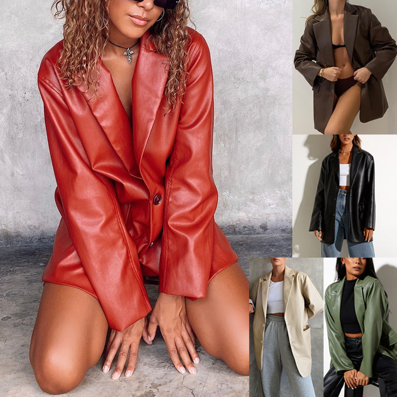 European And American Leather Coat Warm Suit free delivery