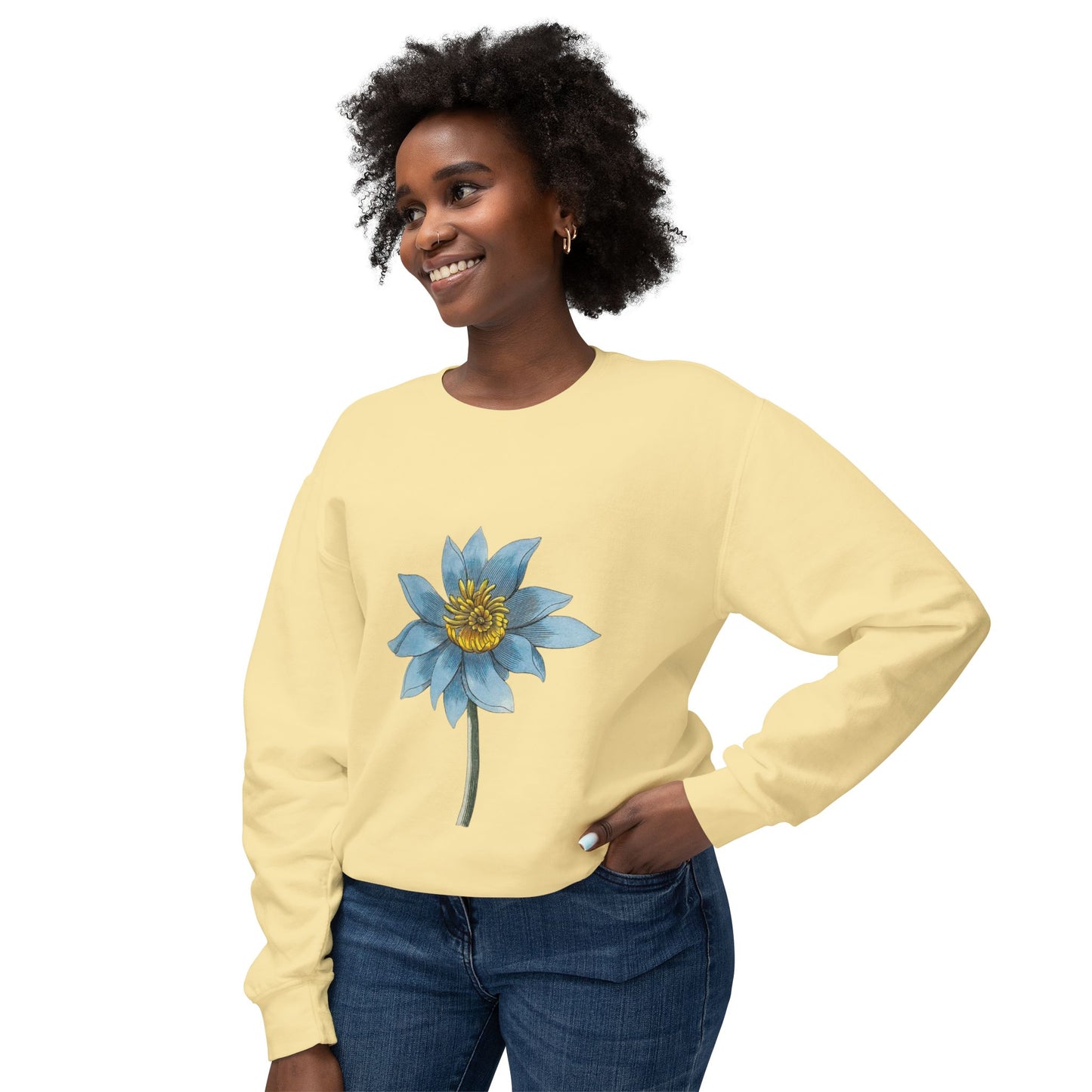 Flower Unisex Lightweight Crewneck Sweatshirt