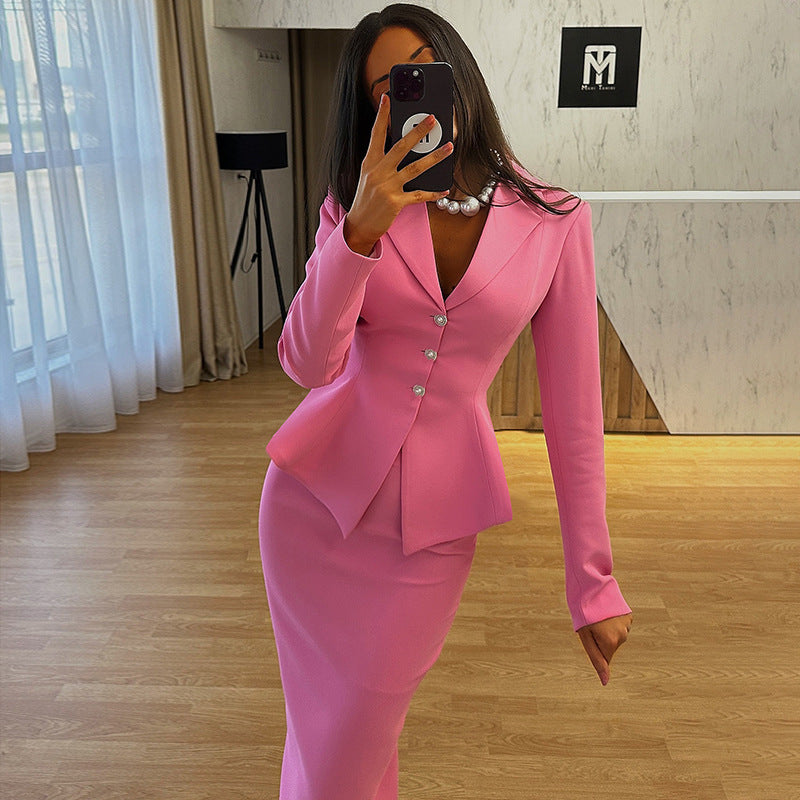 A Temperament Commute Slim Basic Waist Skirt Suit Suit free delivery