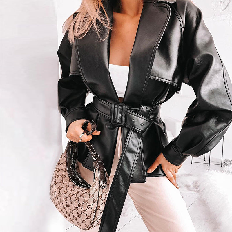 A Leather coat locomotive windbreaker free delivery